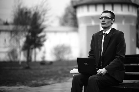 Businessman in a suit on the street
