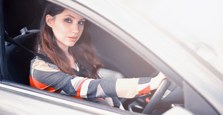 Girl driving a car bad emotions