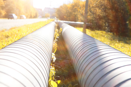 Industrial pipes on street construction