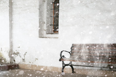 Winter landscape of country fields and roads in the snowの写真素材