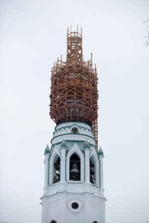 Winter landscape of country fields and roads in the snowの写真素材