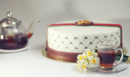 Confectionery flavored cakes for a holiday and a normal breakfastの写真素材