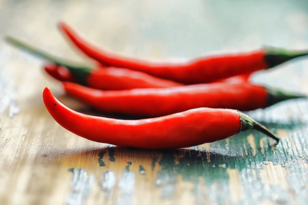 Hot red pepper. Chilean pepper on a black background.の写真素材