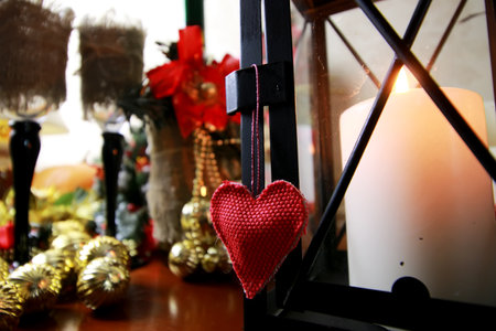 textile heart shape bokehの写真素材