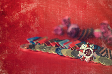 Retro effect on medals composition from Great Patriotic War