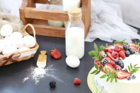 Confectionery flavored cakes for a holiday and a normal breakfastの写真素材