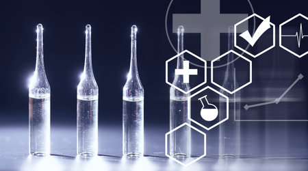 Medical drug in ampoules. Medicines for injection.の写真素材