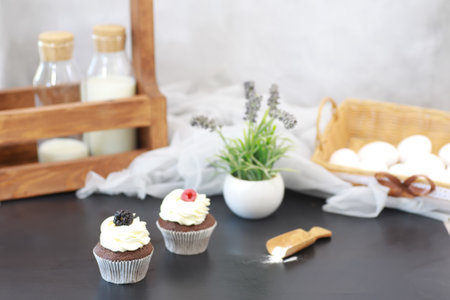 Confectionery flavored cakes for a holiday and a normal breakfastの写真素材