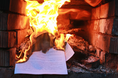 flame fire in the ovenの写真素材