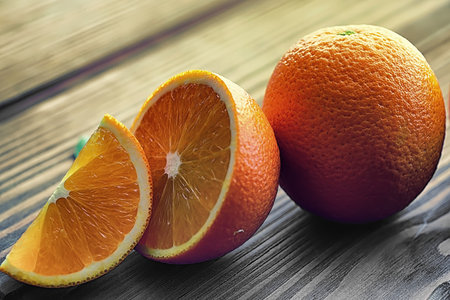 Orange citrus fruit on stone table. Orange background.の写真素材
