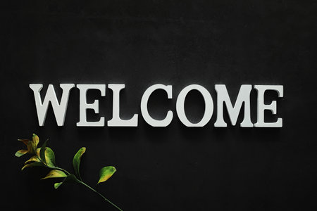 Background concept. The inscription Welcome on a dark background.の写真素材