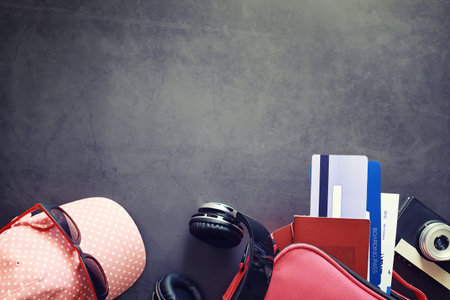 Travel concept. Travel bag with documents and tickets.