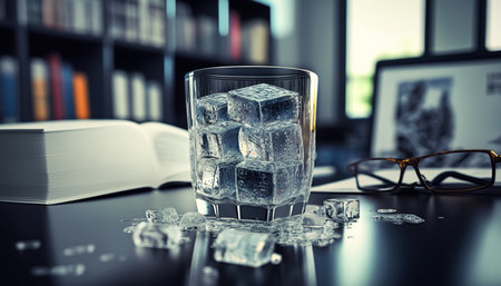ice cubes in the bowl on white background.の素材