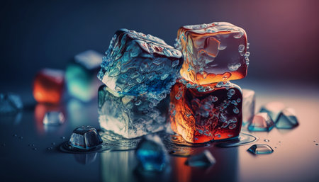 ice cubes in the bowl on white background.の素材