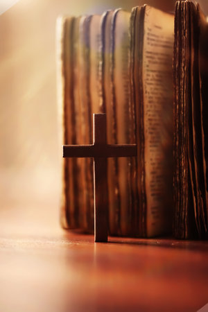 The cross of God in the rays of the sun. Background religions