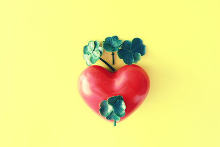 St. Patrick's day background. Religious Christian Irish celebration. Four-leaf clover symbol good luck.の写真素材