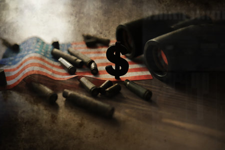 Grunge abstract background. Background concept of the war in Ukraine. Sleeve flags dirt smoke.の写真素材