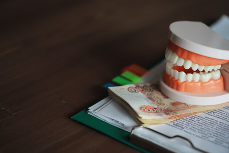 Take care of your mouth. Dental services. Expensive dental center.の写真素材