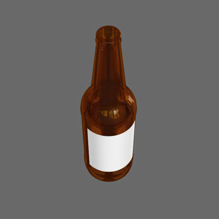 Beer bottle template with label. 3D render.の写真素材