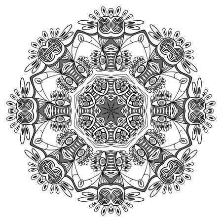 Round ornament with floral motifs. Vector Illustration.のイラスト素材