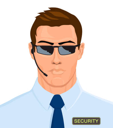 Portrait of a male professional guard. Vector illustration.のイラスト素材