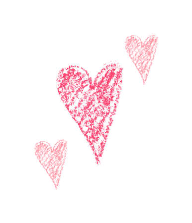 Pink Hearts Painted with Lipstick. textured heart. Element for Happy Valentine Day Holiday and...