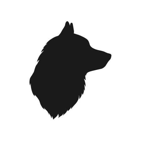 Isolated Husky Head Silhouette. side view. black color. white background. vector illustration.のイラスト素材