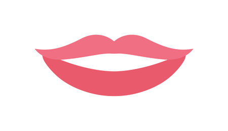 A Beautiful Sweet Woman Smile with White Teeth. The Natural Beauty Pretty of Human Lips. Makeup Pink Lipstick on Lips. white background. Vector illustration for Beauty and Dental Design.のイラスト素材