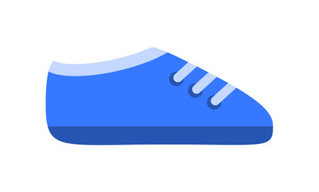 Blue Sneaker for a Little Boy. Children's Walking School Shoe. Color Cartoon Flat Fashion style. white background. Vector Illustration for Kids Design and Logo.のイラスト素材