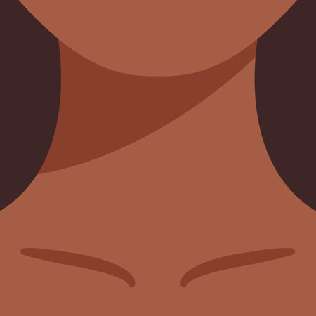 The Neck and Chin of a Beautiful Black Woman. close up view. Color Cartoon Fashion Style. Vector illustration for Educational Design.のイラスト素材