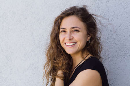 happy girl portraitの写真素材