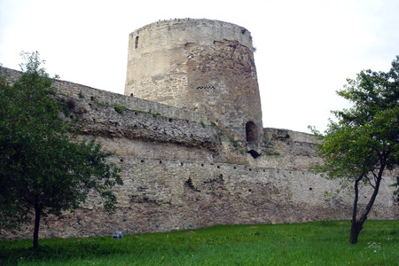 Tower in Izborsk Medieval Fortress in Russiaのeditorial素材