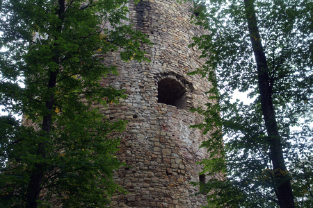 Tower of Ruined Medieval Castle in Cesis, Latviaのeditorial素材