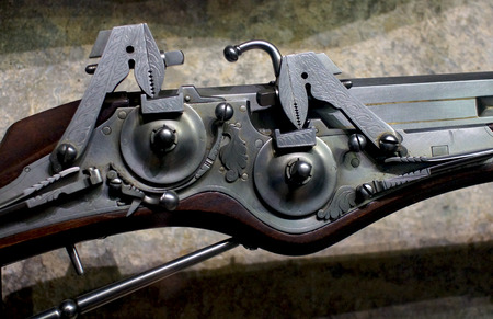 Medieval gun displayed in a workshop at Golden Street at Prague Castleのeditorial素材