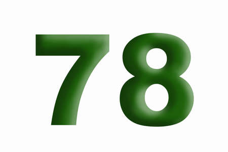The voluminous figures 7 and 8 are grassy green on a white background.の写真素材