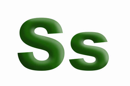 Letter of the alphabet S, volumetric letter, grassy green, large and small.の写真素材