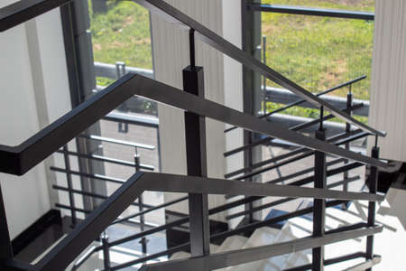 Metal fences of the stairs of the office building.の写真素材
