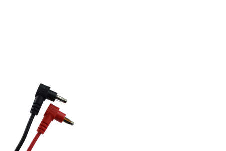 Black and red wire connector from the multimeter on a white background.の写真素材