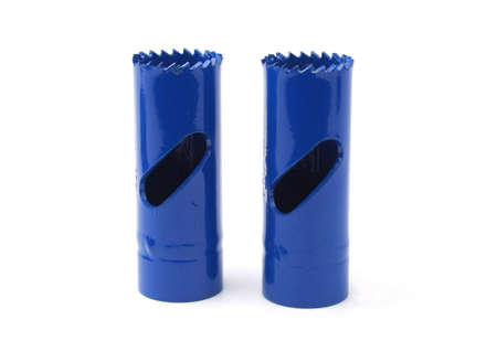 Bimetallic crowns for drilling holes, isolate on white.の写真素材