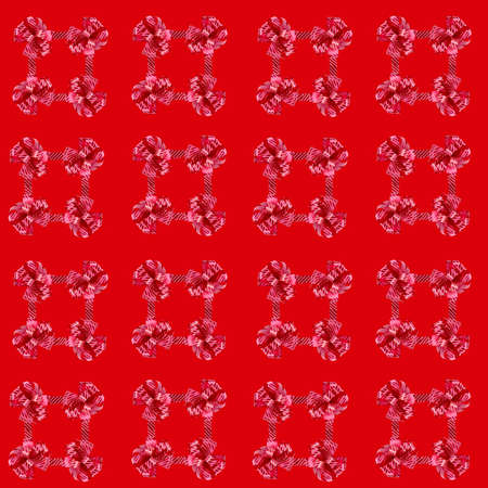 Red bow of decorative ribbon on a different background, a seamless pattern.の写真素材