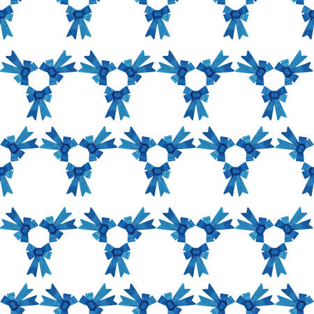 Christmas seamless pattern, pattern collected from blue shiny bows.