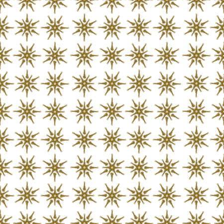 Seamless pattern, stars collected from gold, decorated Christmas trees on a white background.の写真素材
