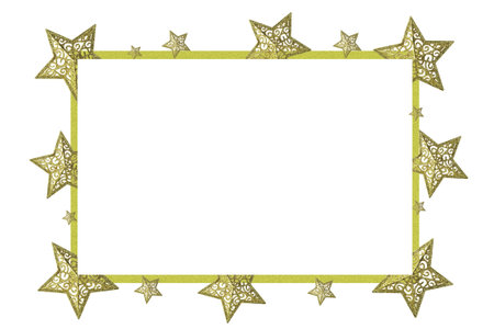 An abstract frame of four green sticks, fastened with rivets, is isolate on white.の写真素材