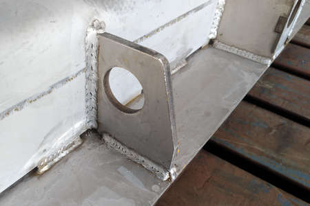 Preparation of the floor of an industrial building for pouring with concrete, installation of steel reinforcement.の写真素材