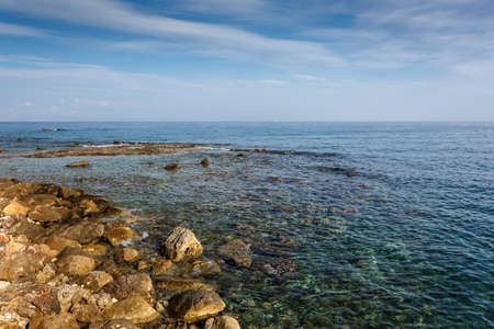 View of rocky shore. Greece. Crete. Chania.の写真素材