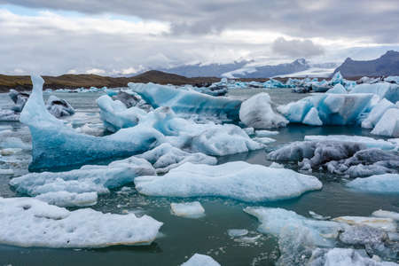 Floes in a lake of in ice lagoon in Iceland