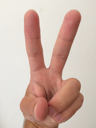 white man's palmの写真素材
