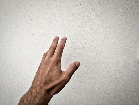 outstretched palm, hand on a white background, back of the hand, part of the body, part of the hand, hair on the hand, white skinの写真素材