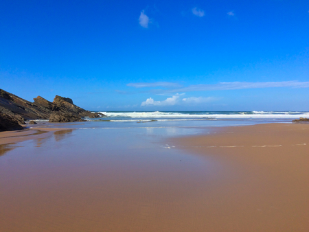 beautiful seascape, rocks near the sea, waves and surfの写真素材
