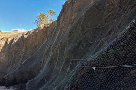 metal mesh to hold stones, breakage and safety net, means to prevent stone fallsの写真素材